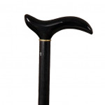Canne Luxe crochet corne noire sur bois ébène