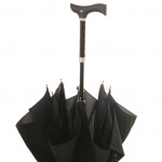Canne parapluie réglable à ouverture automatique noire