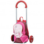 Cartable à roulettes sac à dos amovible rose 10 litres