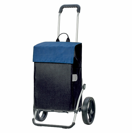 Chariot de Courses Bleu 44L Grandes Roues multifonctions