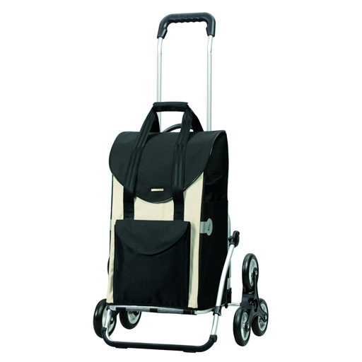 Chariot de Courses Beige 48L 6 Roues Escaliers