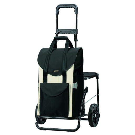 Chariot de Courses 48 litres Siège Pliant Beige