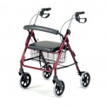 Rollator déambulateur 4 roues siège repos freins et panier rigide