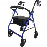 Rollator déambulateur 4 roues siège repos freins et panier souple étanche