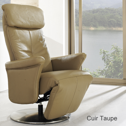 Fauteuil Relaxation Manuel Luxe 100% Cuir Italien rotation 360°