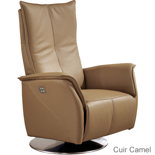 Fauteuil Relaxation Cotelit 2 moteurs 100% Cuir Italien rotation 360°