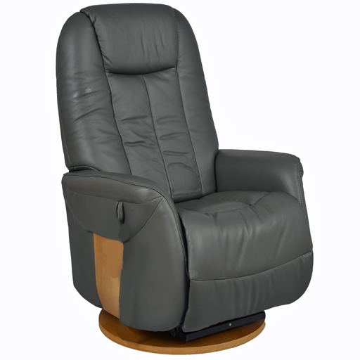 Fauteuil relax manuel design cuir et bois rotation 360°