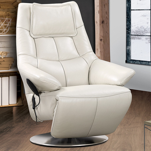 Fauteuil relax KARMA 2 moteurs Cuir rotation 360° densité 60kg/m3