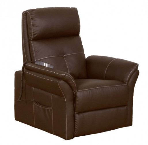 Fauteuil Releveur Relaxation simili Cuir marron 2 moteurs densité 24kg/m3