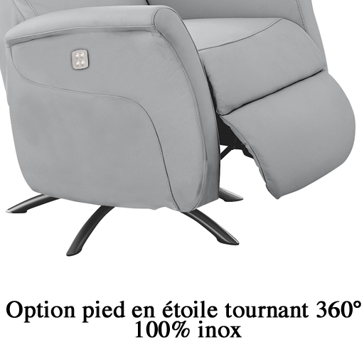 VOLDEN Fauteuil relaxation 100 % cuir - Cuir Center