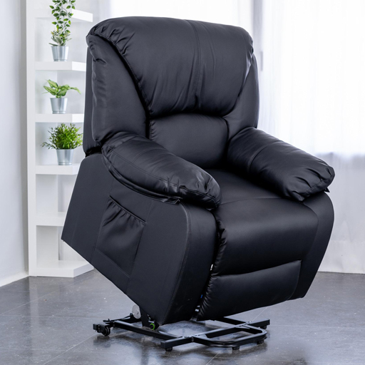 Fauteuil de bureau Cuir Noir Massant et Chauffant