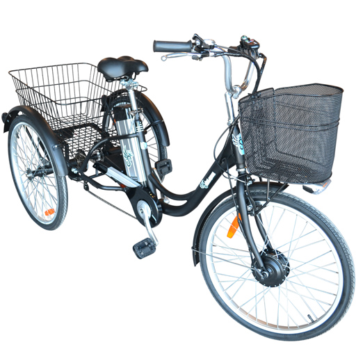 Tricycle Adulte 24 Pouces - 6 Vitesses, Panier, Lumière, Pour Seniors Et Balades